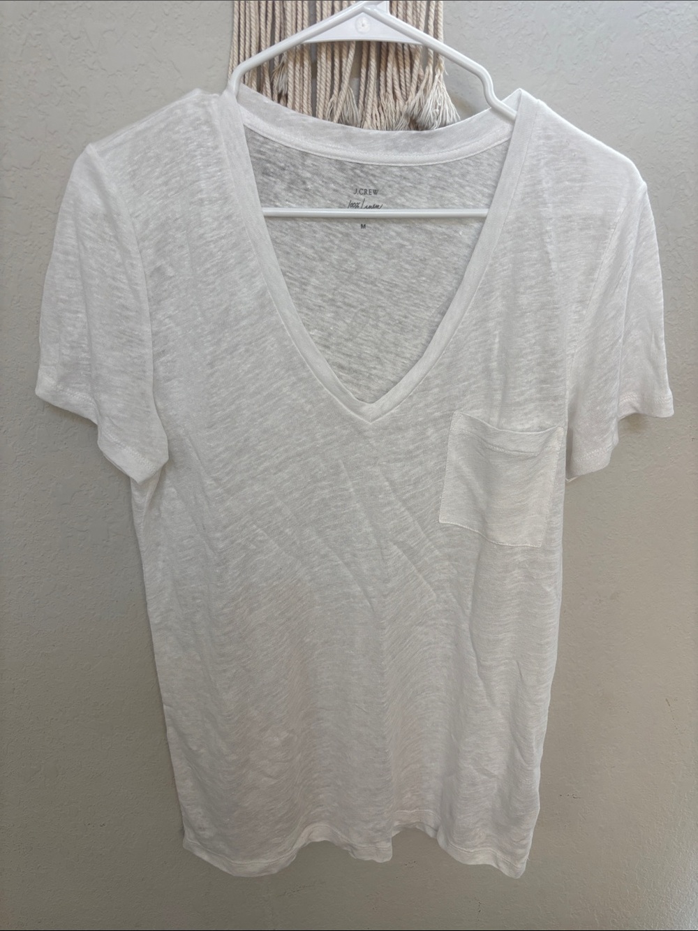 J. Crew White 100% linen V-Neck slubTank - Picture 2 of 6